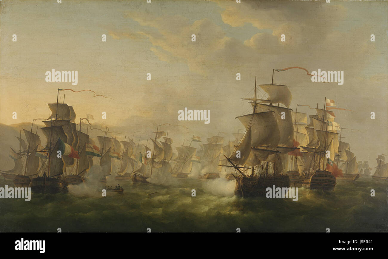 Het treffen tussen de Hollandse en de Franse vloot tijdens de tocht van de Hollandse flottielje naar Boulogne, 1805 Rijksmuseum SK UN 1394 Banque D'Images