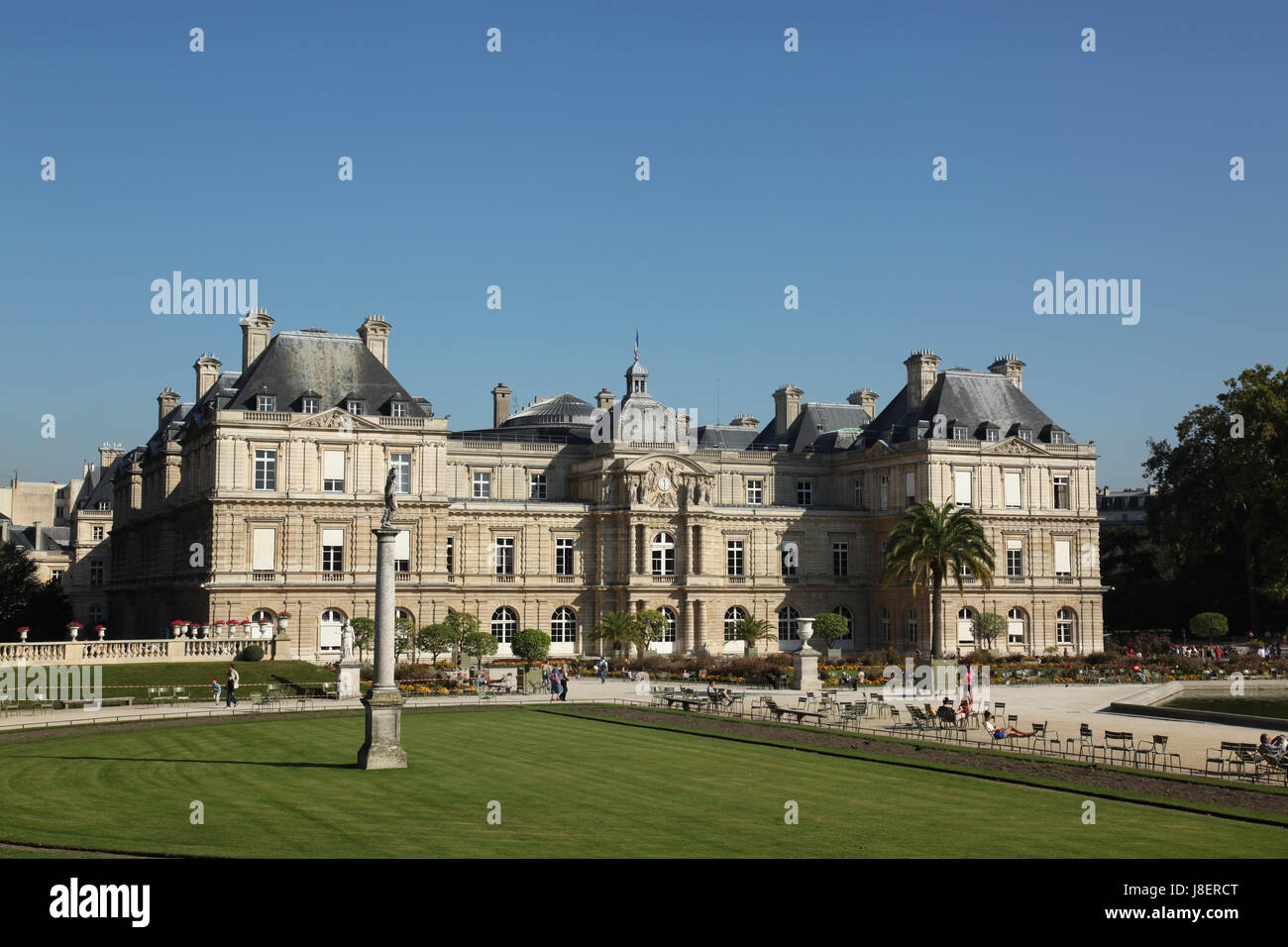 Paris, chateau, château, baroque, en france, siège, façade, lit queen, chambre, deuxième, Banque D'Images