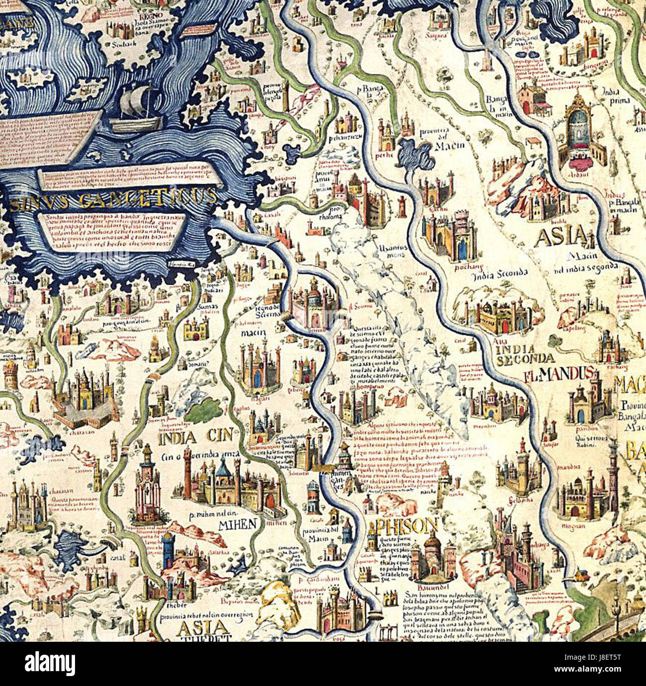 Carte du Monde de Fra Mauro détail continentale de l'Asie du Sud-Est Banque D'Images