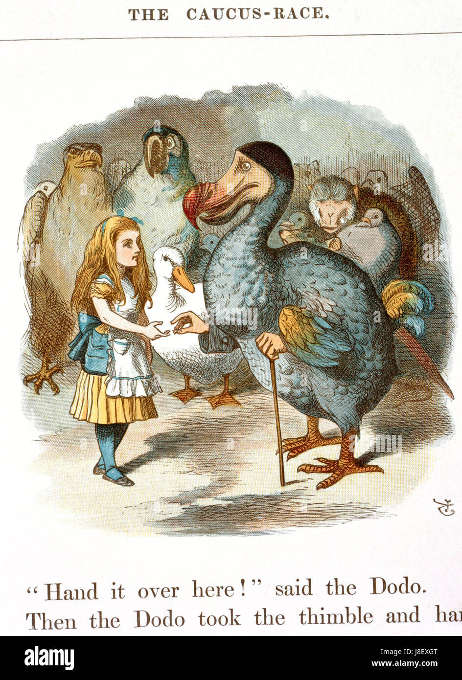 Cette illustration de John Tenniel est tirée de 'The Nursery Alice' (1890), une adaptation du classique de Lewis Carrollâ€ ™, avec des œuvres d'art vibrantes et fantaisistes pour un public plus jeune. Banque D'Images