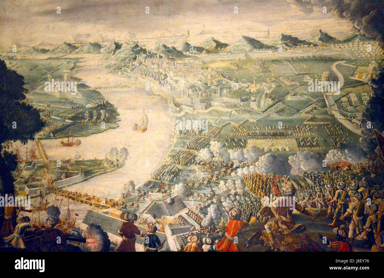 Die Einnahme von Buda (la capture de Buda, 1686) est un événement historique illustrant le siège et la capture de Buda (Budapest moderne) par les forces des Habsbourg pendant la Grande Guerre turque. Il marque un moment clé de l'histoire européenne, signalant le déclin du contrôle ottoman en Hongrie. Banque D'Images