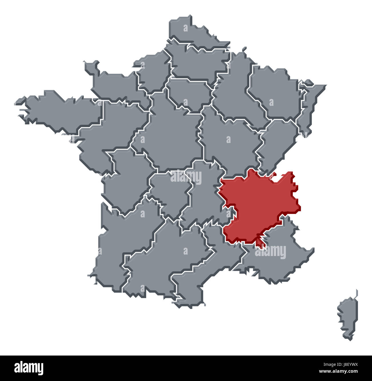 France, carte, atlas, carte du monde, profile, symboliques, politiques, de couleur, de Banque D'Images