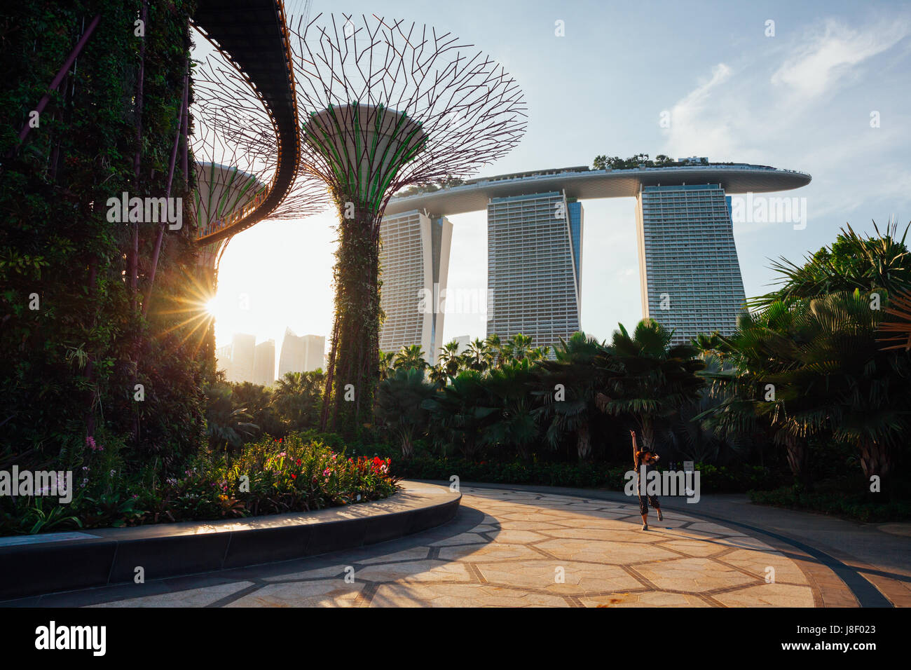 Singapour, Singapour - 17 février : Touristique pose pour la photo à la gorge sur Supertree Gardens By The Bay le 17 janvier 2016 à Singapour. Banque D'Images