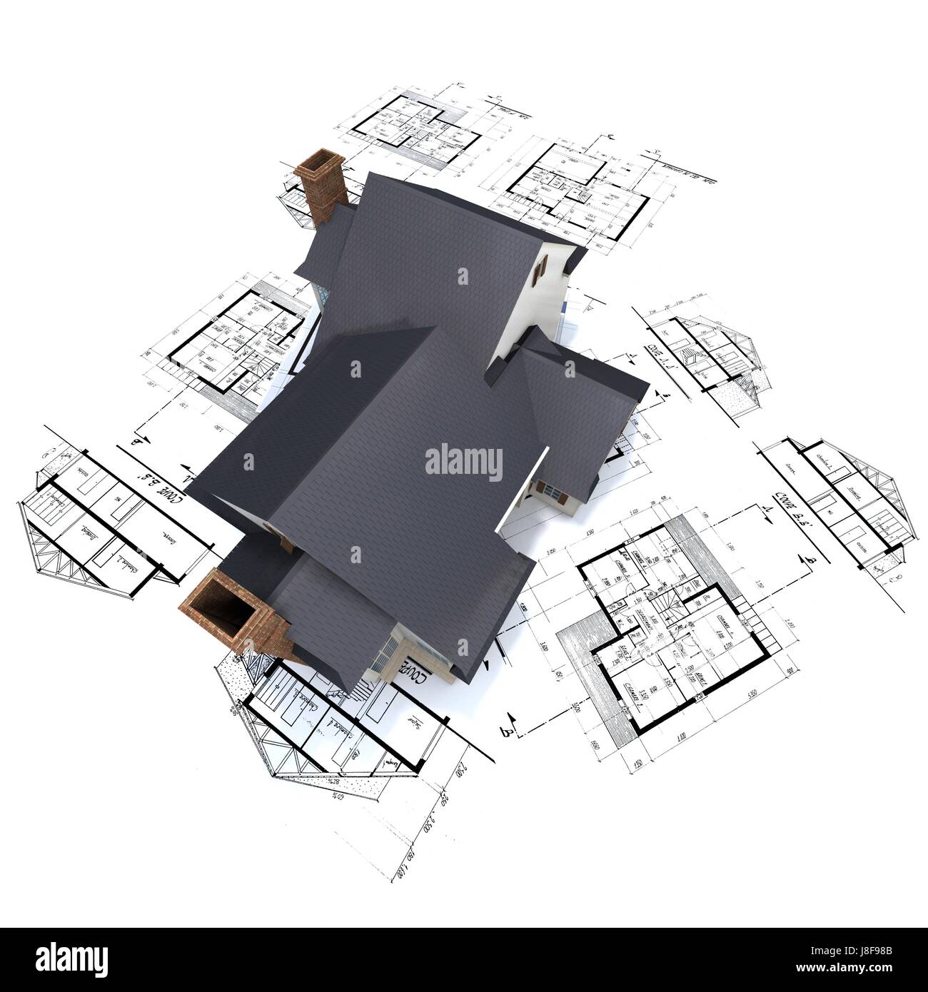 Bâtiment, maison, ville, village, composition, modèle, design, projet, concept, Banque D'Images