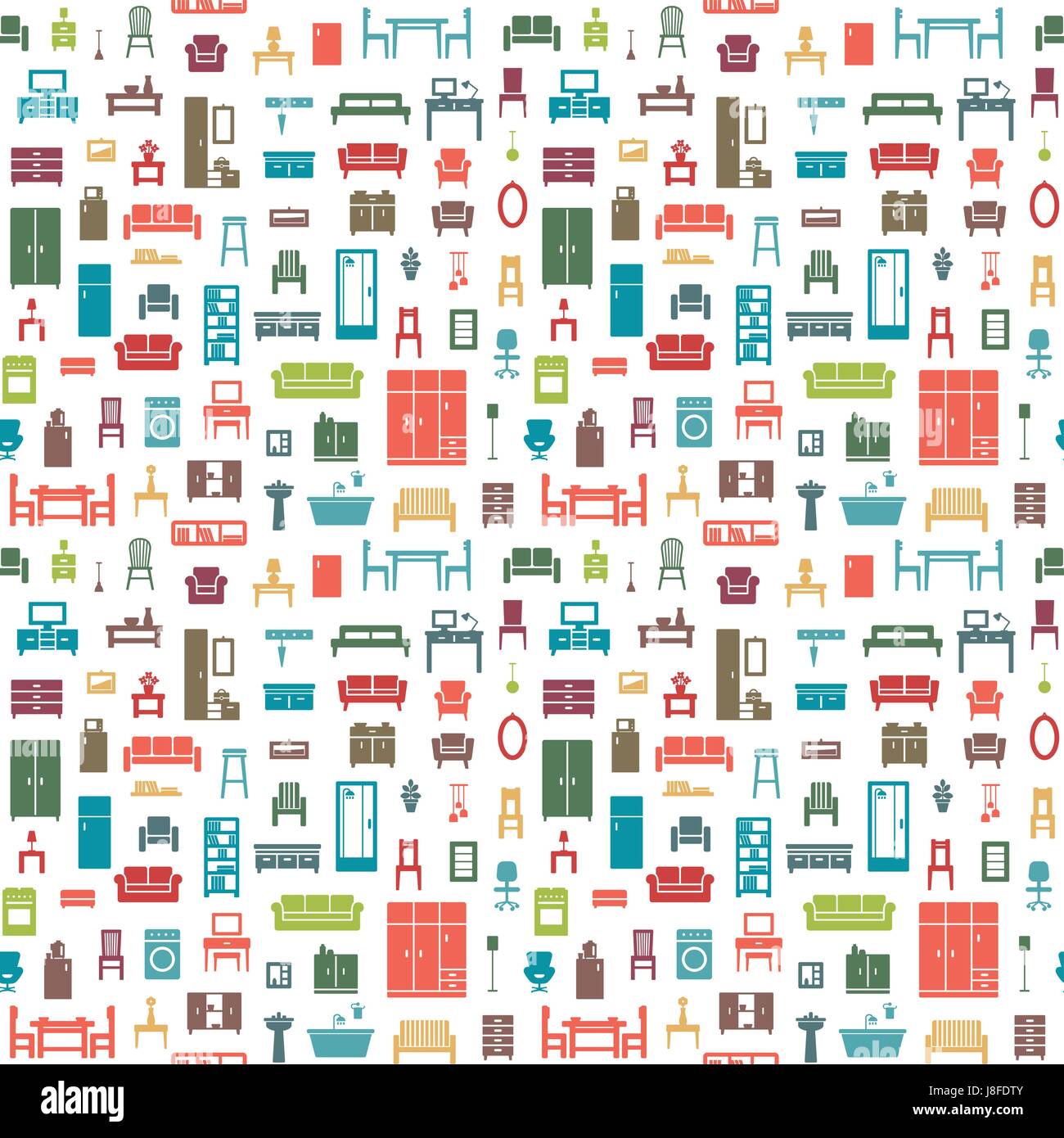 Seamless Vector background pattern avec icônes 1 mobilier d'accueil Illustration de Vecteur