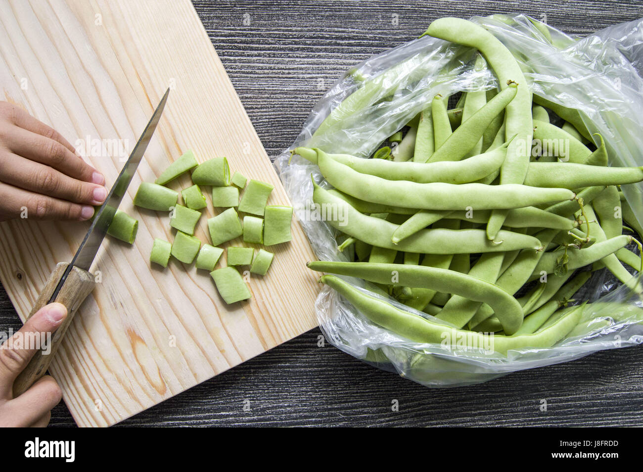 Haricots Verts Frais Pret A Manger Haricot Vert Avec Couteau