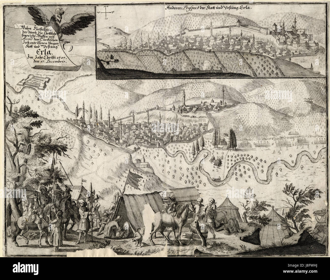 L'ostroma d'Eger de 1687 est un siège important dans l'histoire européenne, survenu dans la ville hongroise d'Eger. Elle a marqué un moment clé dans le conflit entre l'Empire ottoman et la monarchie des Habsbourg. Banque D'Images
