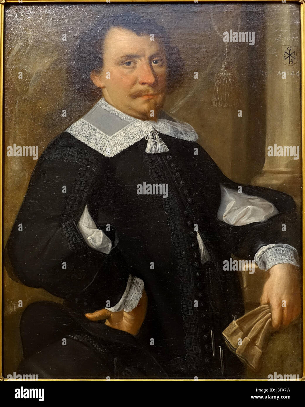 Demi-longueur portrait d'un homme, artiste inconnu, 1655, huile sur toile Villa Vauban Luxembourg City DSC06474 Banque D'Images