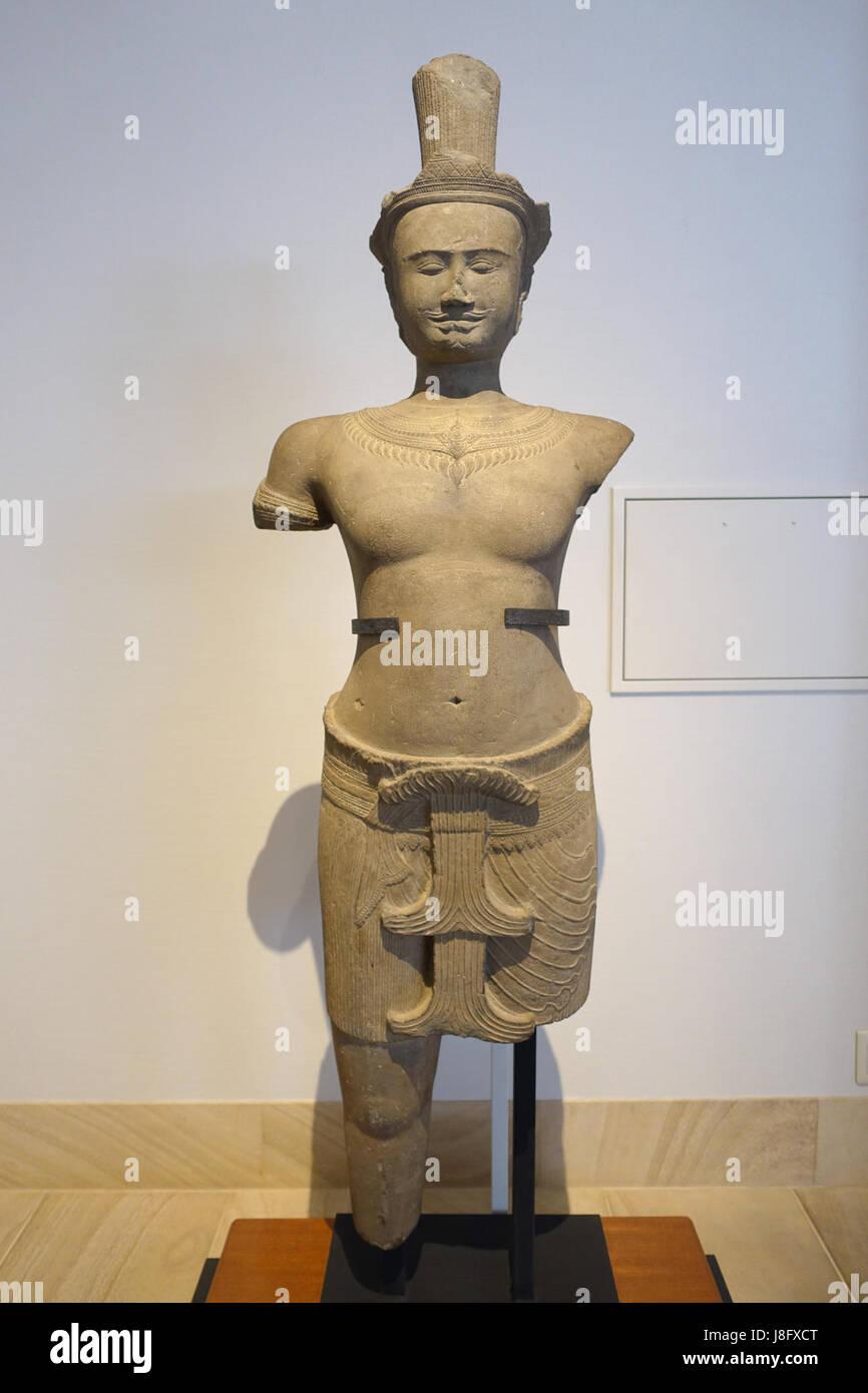 La figure masculine, khmer, 9e 10e siècle, le grès Matsuoka Museum of Art, Tokyo, Japon DSC07024 Banque D'Images
