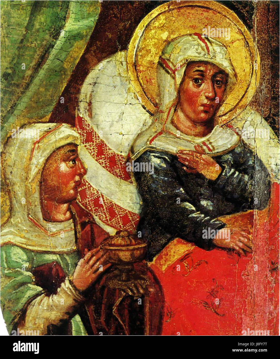 Naissance de l'icône de la Vierge par Euseevich 1649 fragment Peter AD Banque D'Images