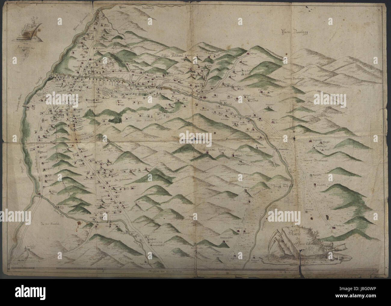 Le 'Karte der Pfarre Molln' de 1825 est une carte historique représentant les limites de la paroisse de Molln, en Autriche. Il fournit une représentation visuelle des divisions administratives locales et de l'organisation territoriale au début du XIXe siècle. La carte est une ressource clé pour comprendre la géographie historique de la région. Banque D'Images