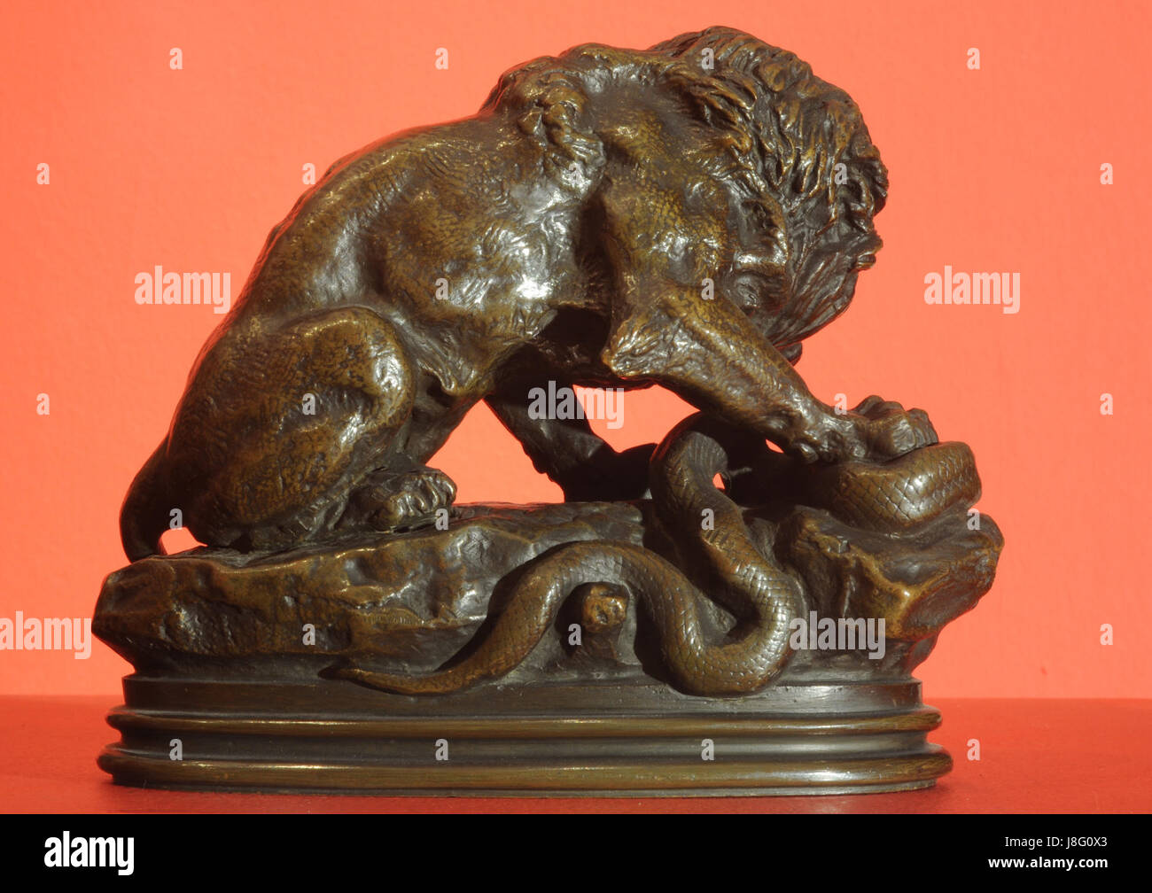 Lion et serpent Antoine Louis Barye Banque D'Images
