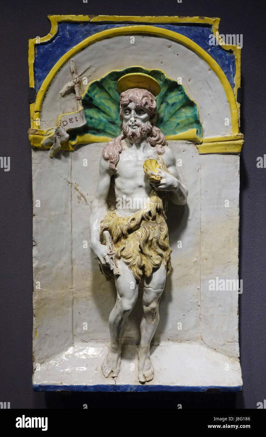 La figure de saint Jean Baptiste, Della Robbia studios, Italie, Florence, fin des années 1400, la céramique Musée d'Anthropologie, Université de la Colombie-Britannique DSC BE09005 Banque D'Images