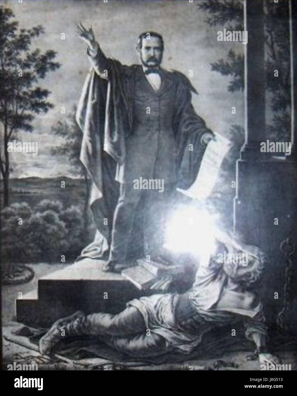 Ce titre fait référence à une œuvre, probablement un poème ou une pièce littéraire, en roumain. L'expression 'Desteapta-te romane' se traduit par 'éveillé, roumain', invoquant peut-être des thèmes nationaux ou culturels. Banque D'Images