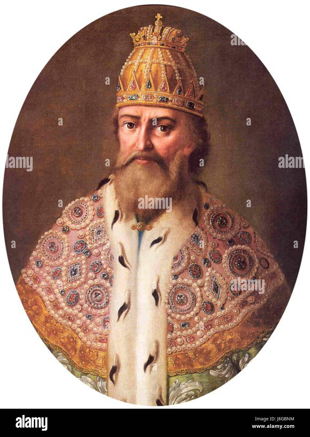 Portrait anonyme du XVIIIe siècle d'Ivan IV, connu sous le nom d'Ivan le terrible, de la collection du Kremlin. Cette peinture historique offre une représentation de la présence imposante du tsar russe. Banque D'Images
