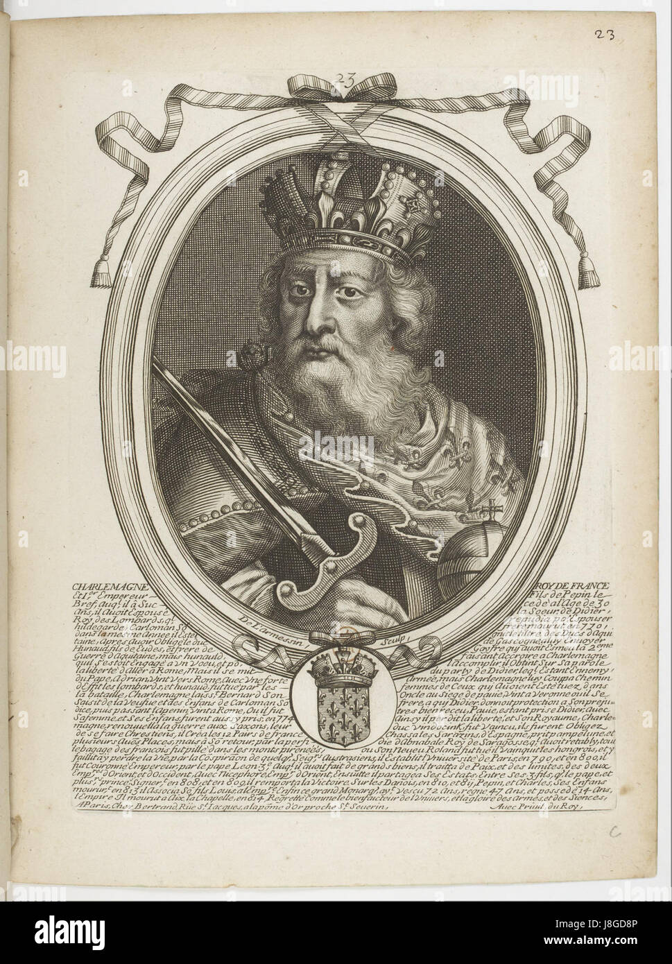Par Nicolas de Larmessin Estampes.f032.Charlemagne, empereur d'Occident Banque D'Images