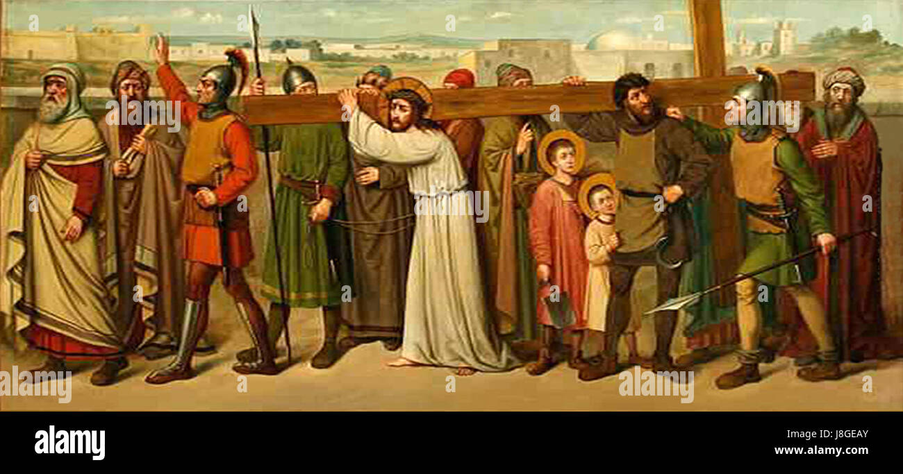 Les travaux de Franz Kopsâ€™ sur la via Dolorosa font probablement référence à une représentation ou à une étude de la route du pèlerinage chrétien à Jérusalem. Ce travail se concentre sur les aspects religieux et historiques importants de la via Dolorosa. Banque D'Images