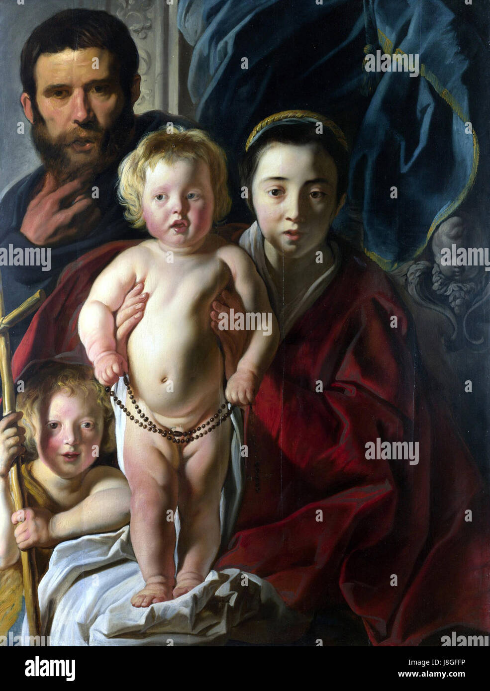 Jacob Jordaens la Sainte Famille et Saint Jean Baptiste Banque D'Images