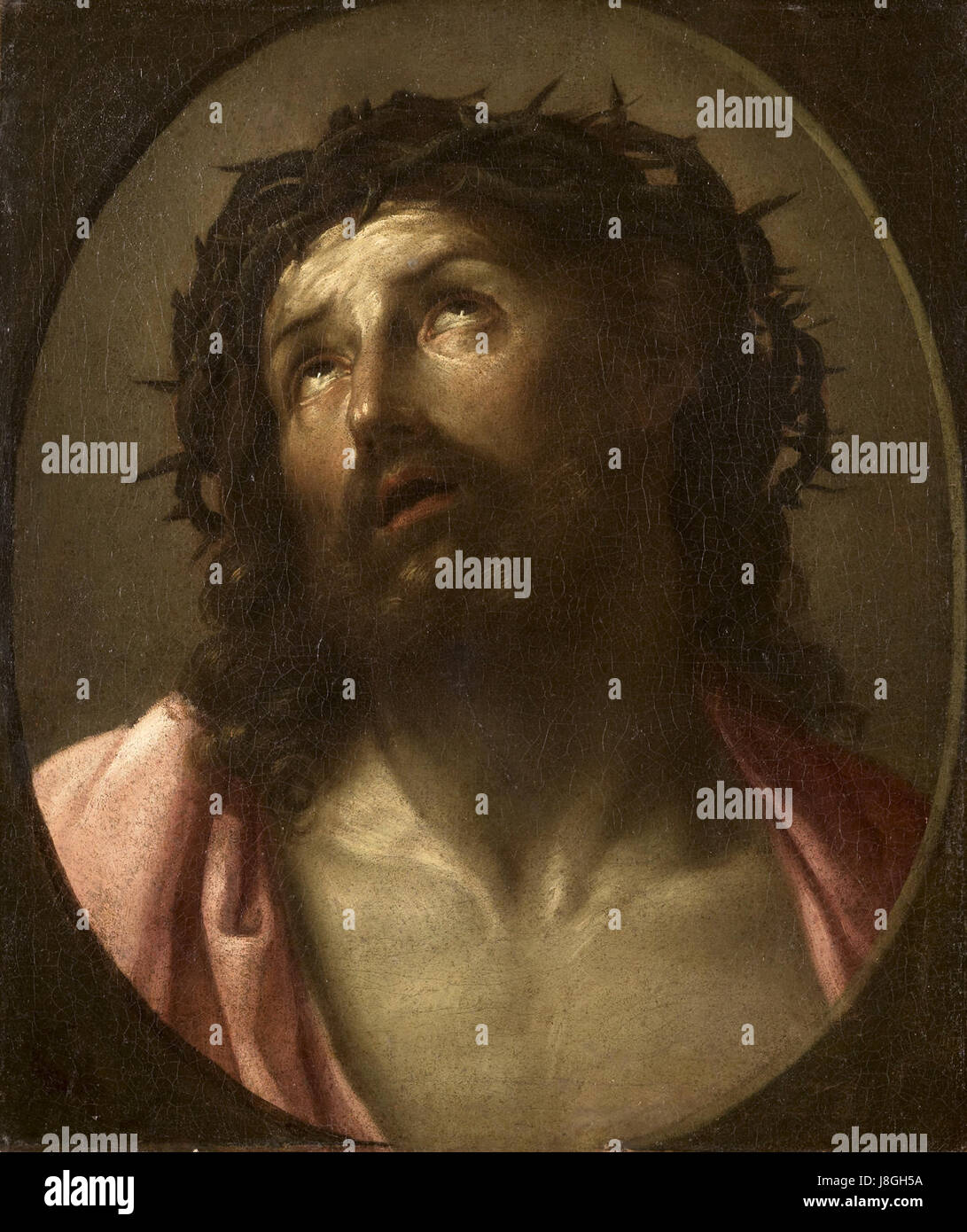 L'œuvre de Guido Reni *Man van smarten* (homme des douleurs) est une peinture religieuse représentant le Christ dans ses moments de souffrance, mettant l'accent sur les thèmes de la douleur, du sacrifice et de la rédemption. Banque D'Images