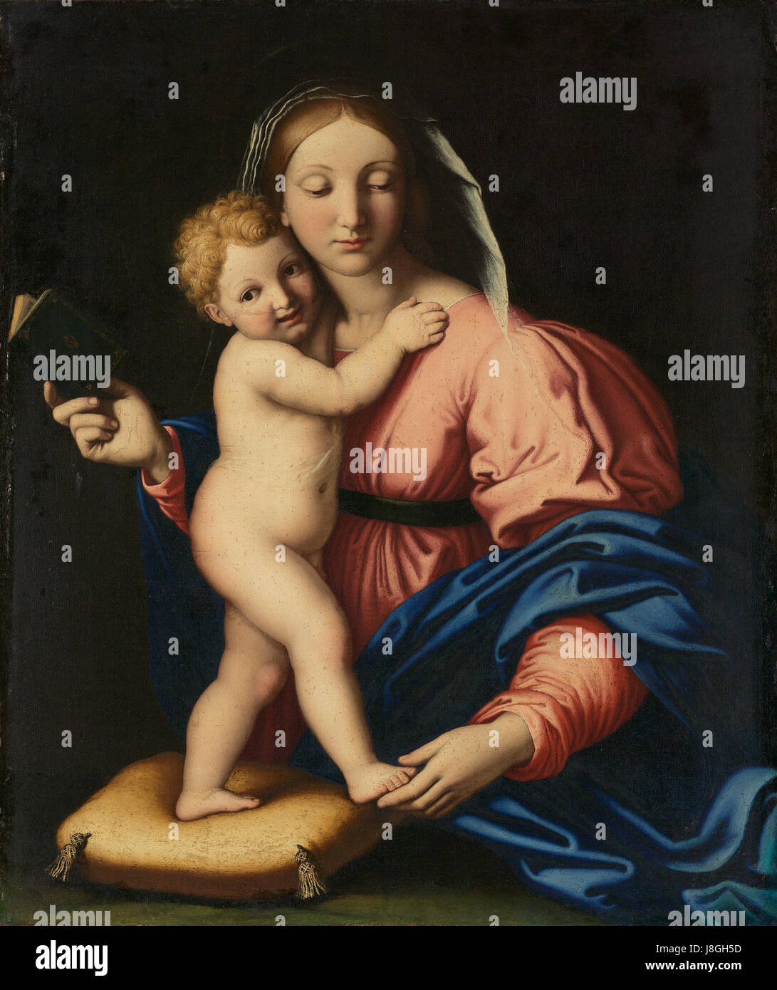 Giovanni Battista Salvi, également connu sous le nom de Guercino, était un peintre baroque italien. Sa « Madonna met Kind » (Madonna à l'enfant) est une peinture religieuse renommée, représentant la Vierge Marie avec l'enfant Jésus dans un style baroque classique. Banque D'Images