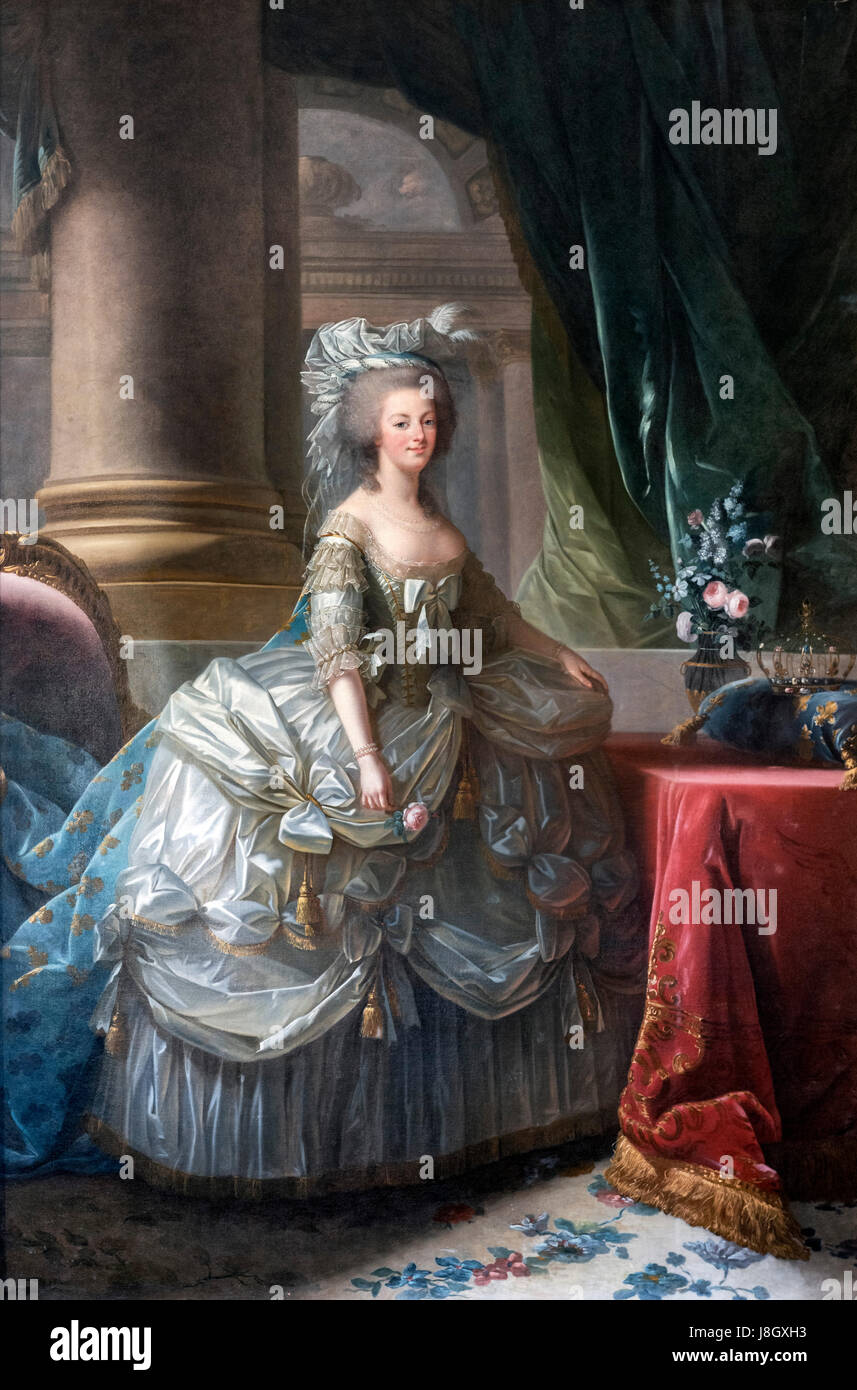 Marie Antoinette. Portrait de Marie Antoinette (1755-1793), Reine de France et épouse du roi Louis XVI, par Élisabeth Vigée Le Brun, huile sur toile, 1783. Banque D'Images