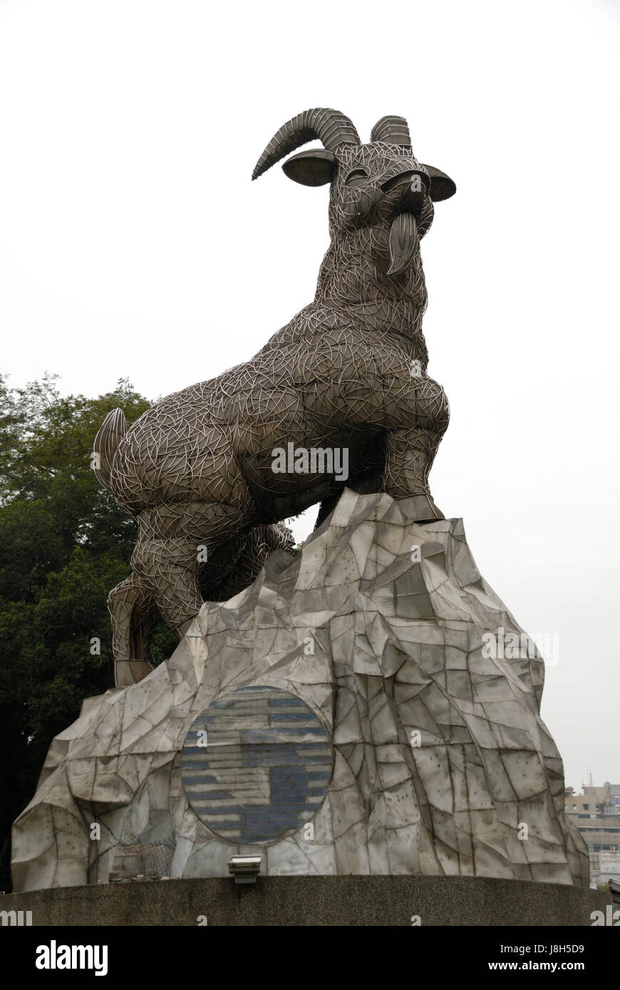 Buck, Taiwan, Capricorne, œuvre d'art, Asie, statue, sculpture, buck, nuageux, Banque D'Images