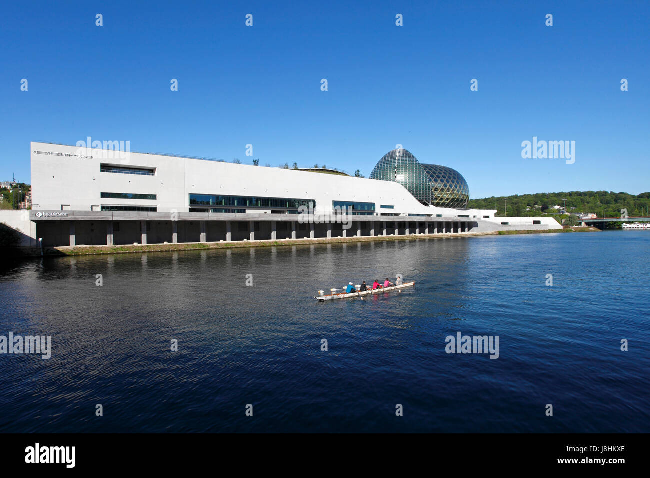 De l'Île Seguin. Vue de la Cité musicale de l'ile Seguin, Boulogne-Billancourt. Paris, France. Nouvelle salle de Concert. Ayant ouvert en avril 2017. Banque D'Images