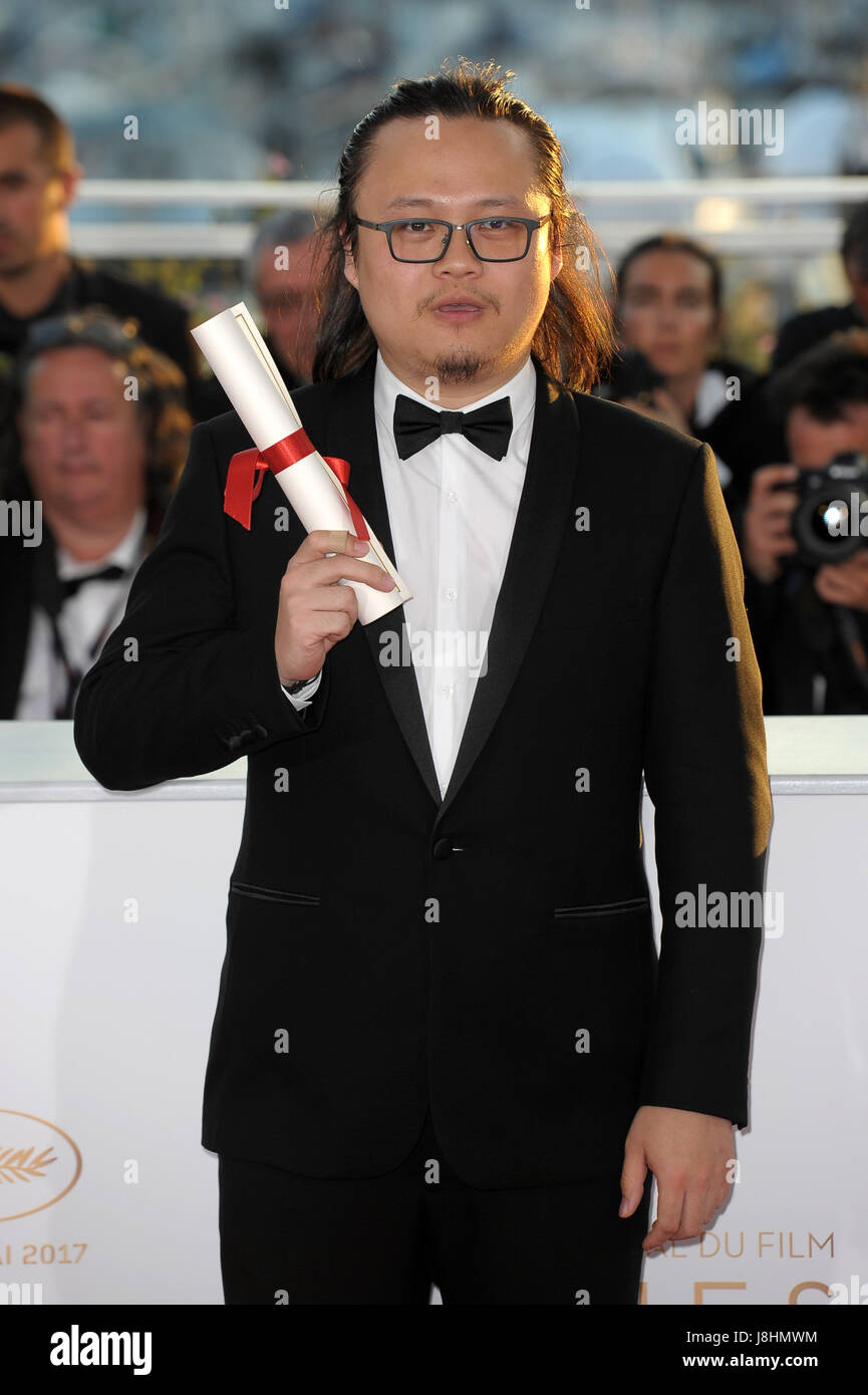 70e Festival du Film de Cannes 2017, Photocall attribué - Palmares présenté : Qiu Yang, Palme d'or du court métrage 'Xiao Cheng Er Yue' Banque D'Images