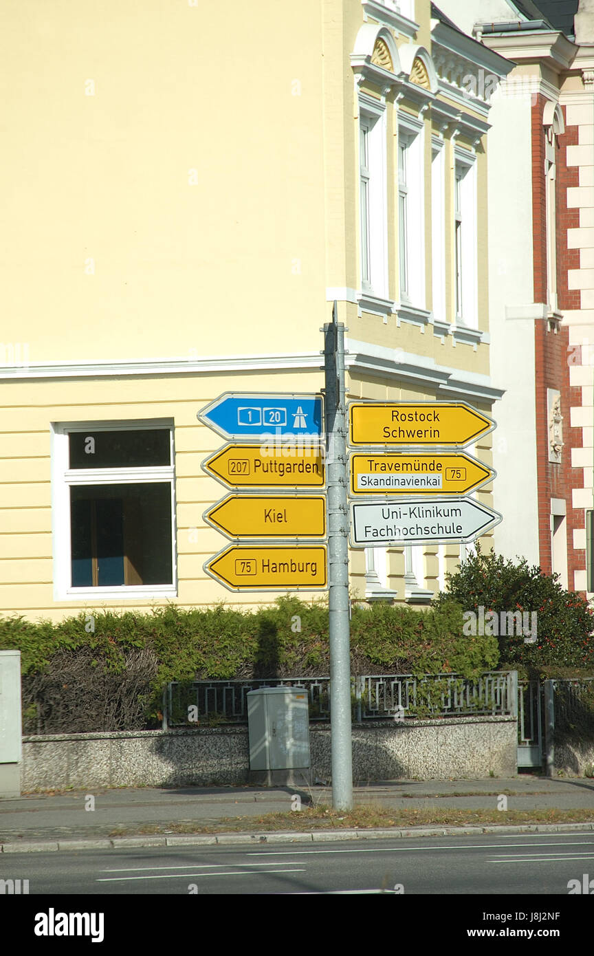 Hambourg, balises, quille, signe, signal, Hambourg, balises, d'autoroute, l'autoroute, Banque D'Images