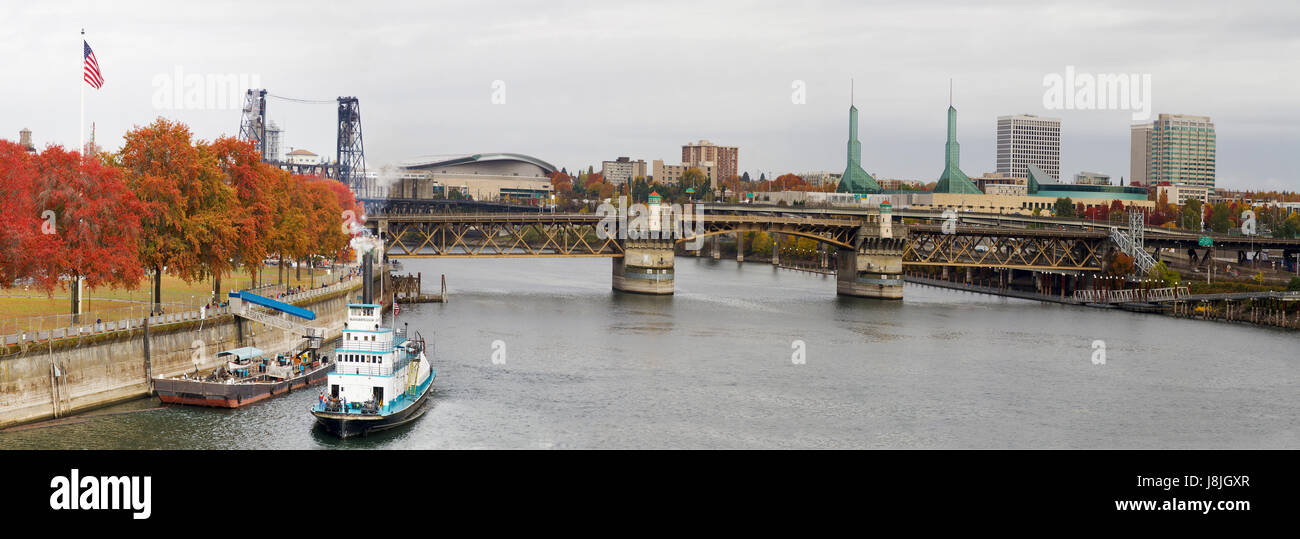 Arbre, arbres, machine à vapeur, bateau, saison, couleurs, couleurs, bateau à rames, bateau à voile, Banque D'Images