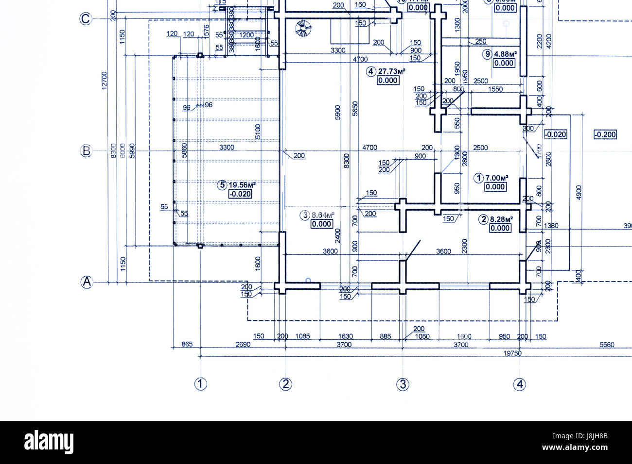 Partie de plan directeur plan d'étage. dessin technique l'arrière-plan. Banque D'Images