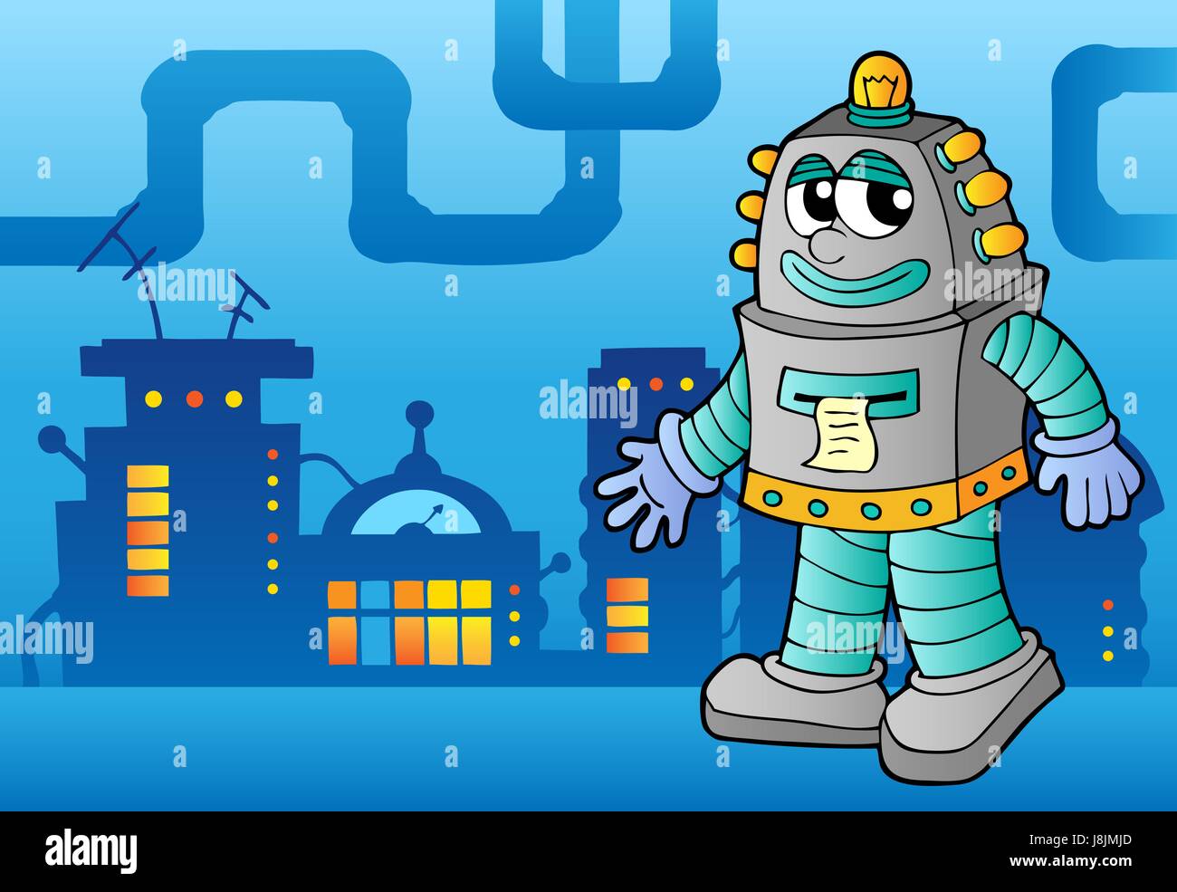 La science, metal, fiction, robot, machine automatique, machine, rire, rire, Banque D'Images