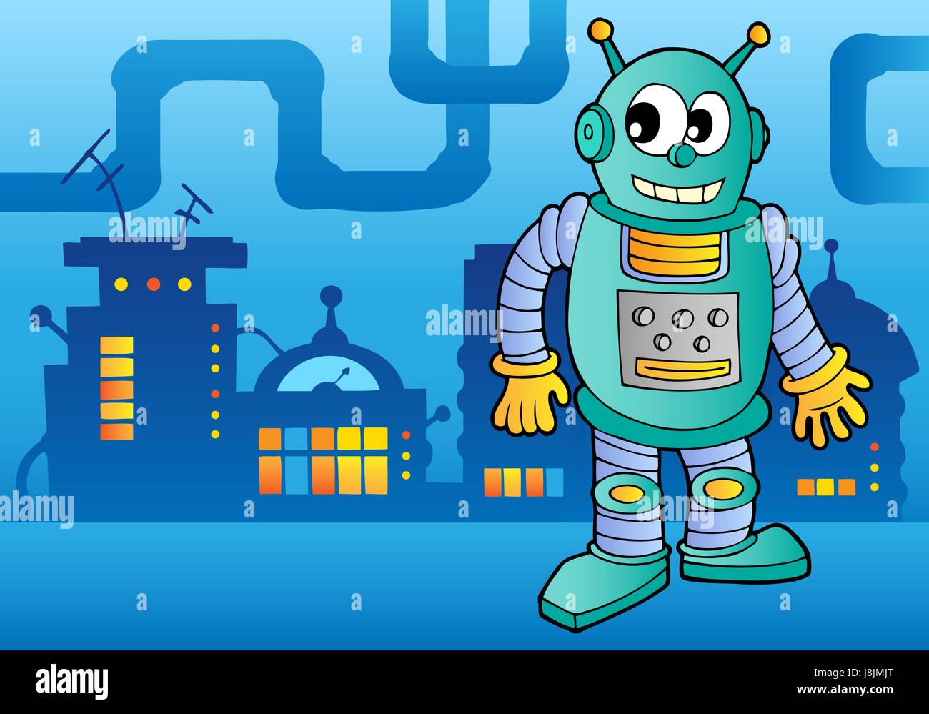 La science, metal, fiction, robot, machine automatique, machine, rire, rire, Banque D'Images