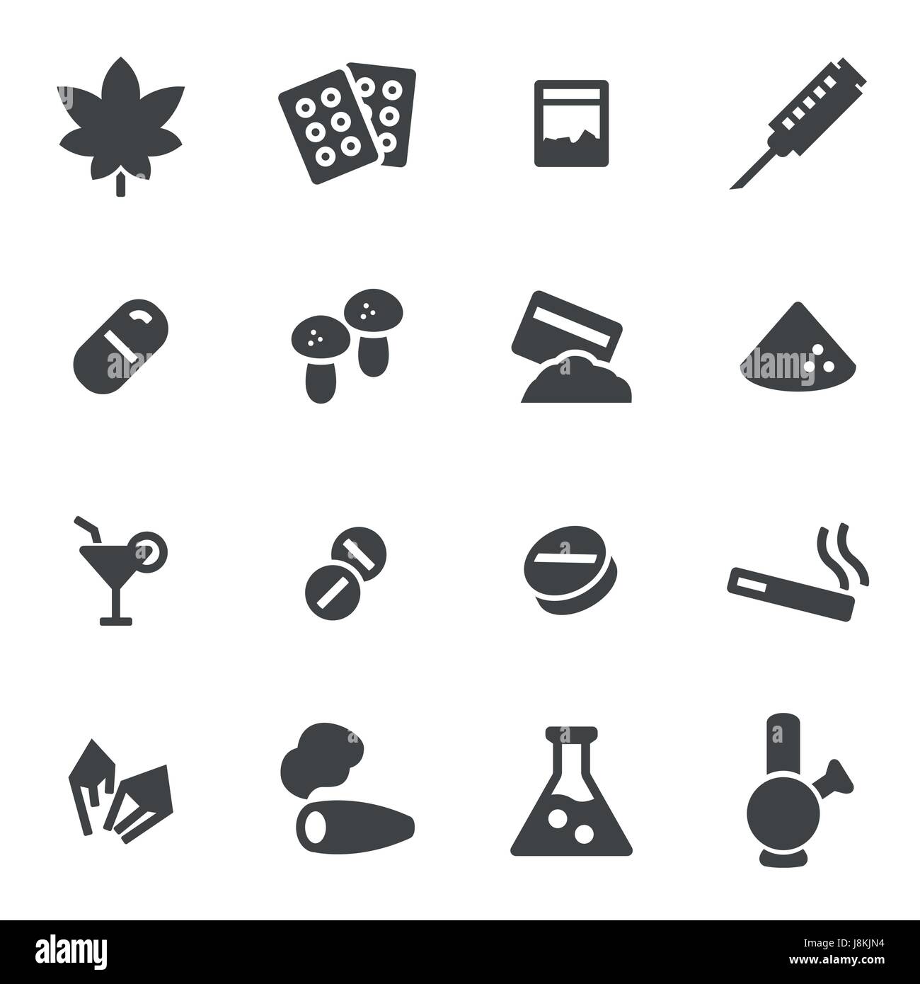 Vector icons set drogue noire sur fond blanc Illustration de Vecteur