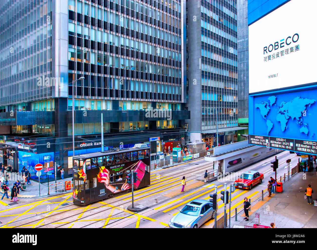 Des Voeux Road à Central, Hong Kong Banque D'Images