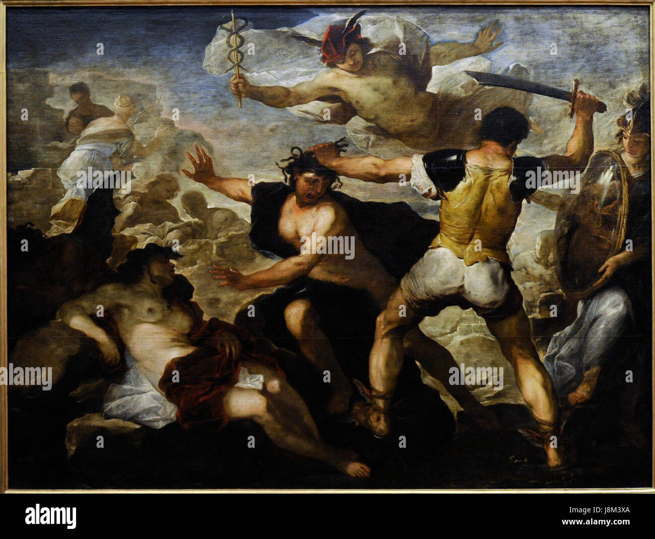 Luca Giordano (1634-1705). Peintre italien. Persée La coupe de tête de Méduse. Musée national de Capodimonte. Naples. L'Italie. Banque D'Images