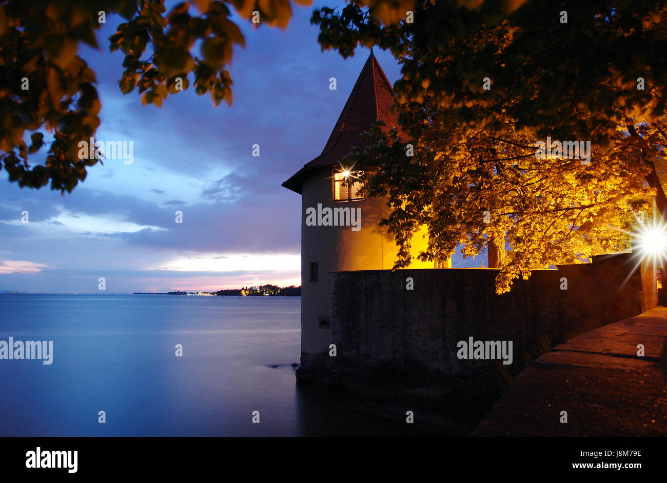 Tour, nuit, nuit, le lac de Constance, Allemagne, République fédérale allemande, le sel Banque D'Images