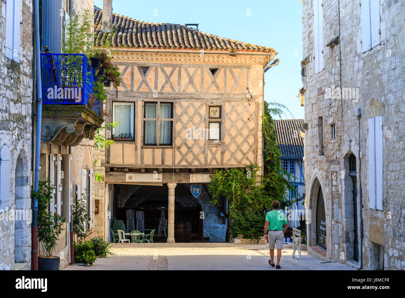 France, Lot et Garonne, Monflanquin, étiqueté les plus Beaux villages de France, rue St-Marie Banque D'Images