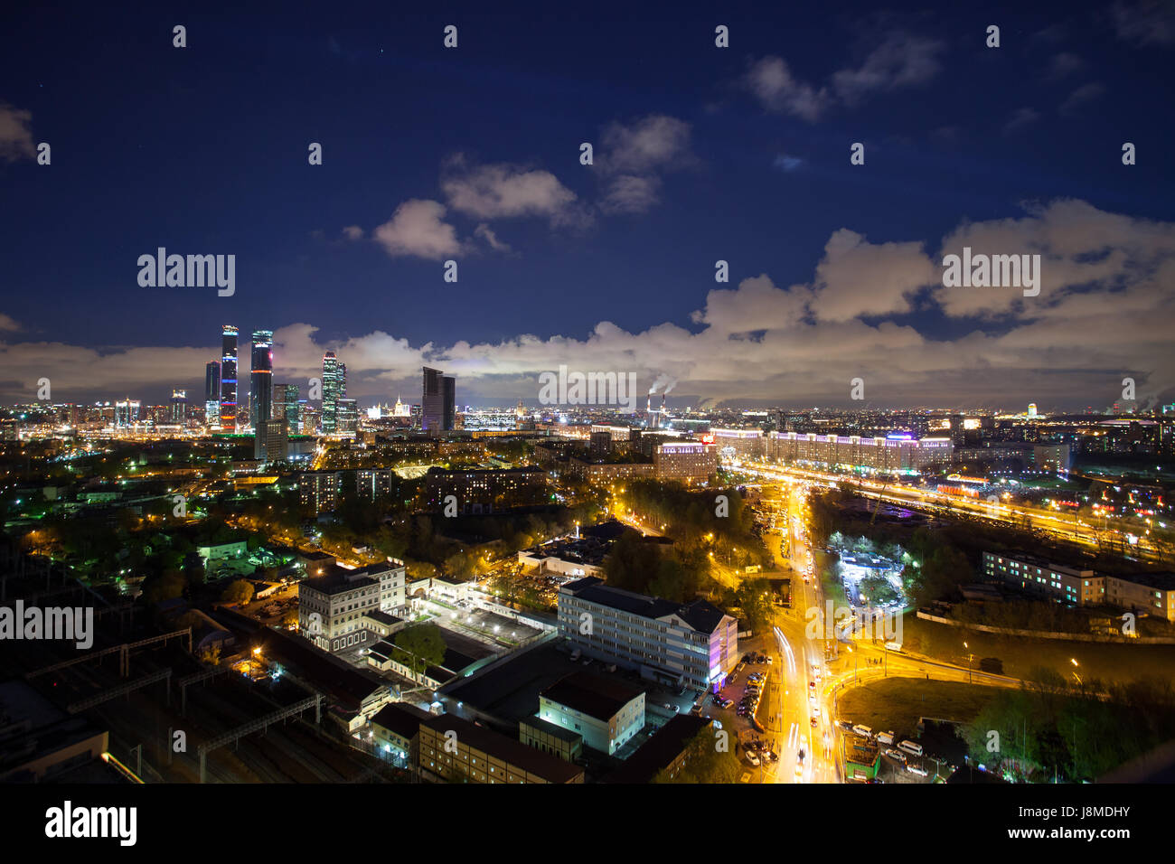 Vue panoramique du Centre d'affaires international de Moscou dans la nuit. La Russie. Banque D'Images