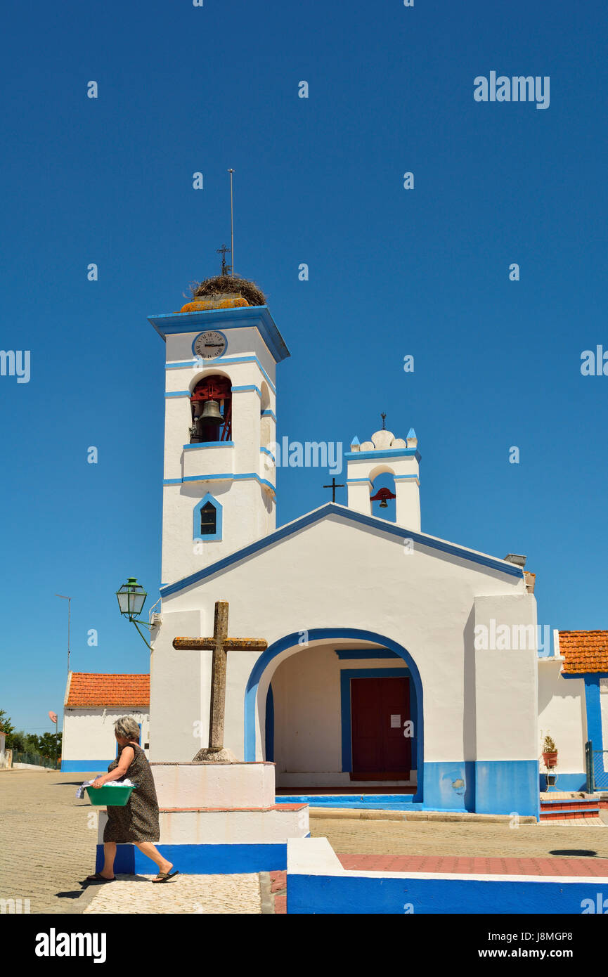 Le petit village traditionnel de Santa Susana, très riche en architecture traditionnelle avec des maisons blanches. Portugal Banque D'Images