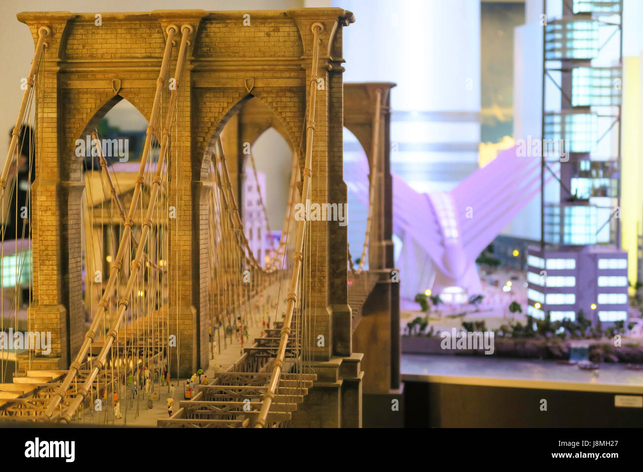 Pont de Brooklyn, Gulliver's Gate Miniatures Galerie dans Times Square, NYC, USA Banque D'Images