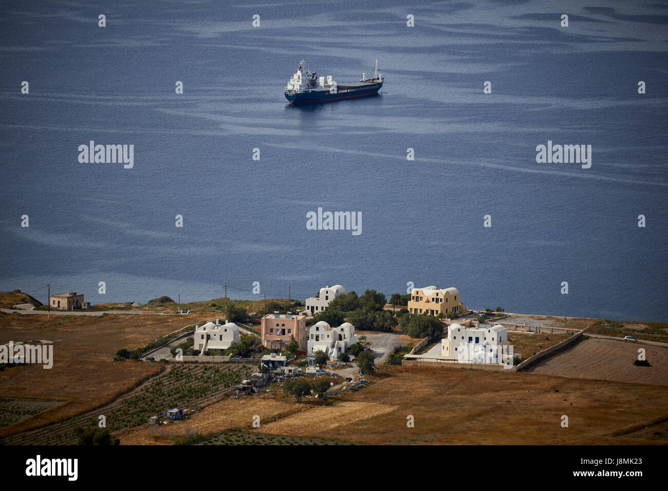 L'île volcanique de Santorin, l'une grecque des Cyclades dans la mer Égée. Zone Panagia Kalou Banque D'Images