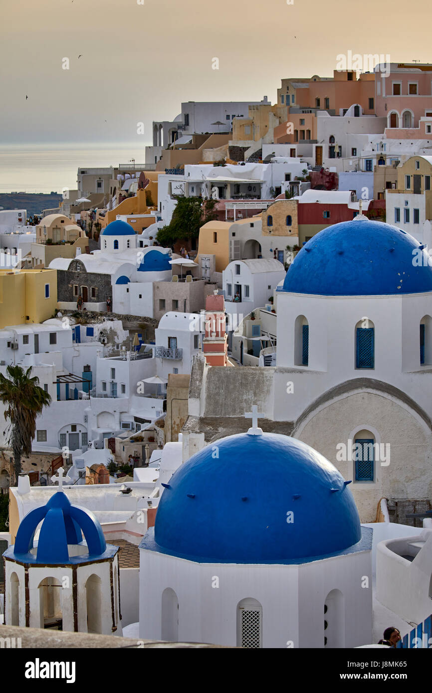 L'île volcanique de Santorin, l'une grecque des Cyclades dans la mer Égée. Zone Oia Banque D'Images