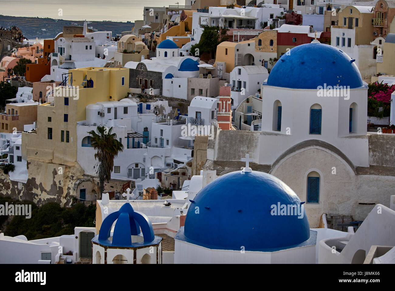 L'île volcanique de Santorin, l'une grecque des Cyclades dans la mer Égée. Zone Oia Banque D'Images