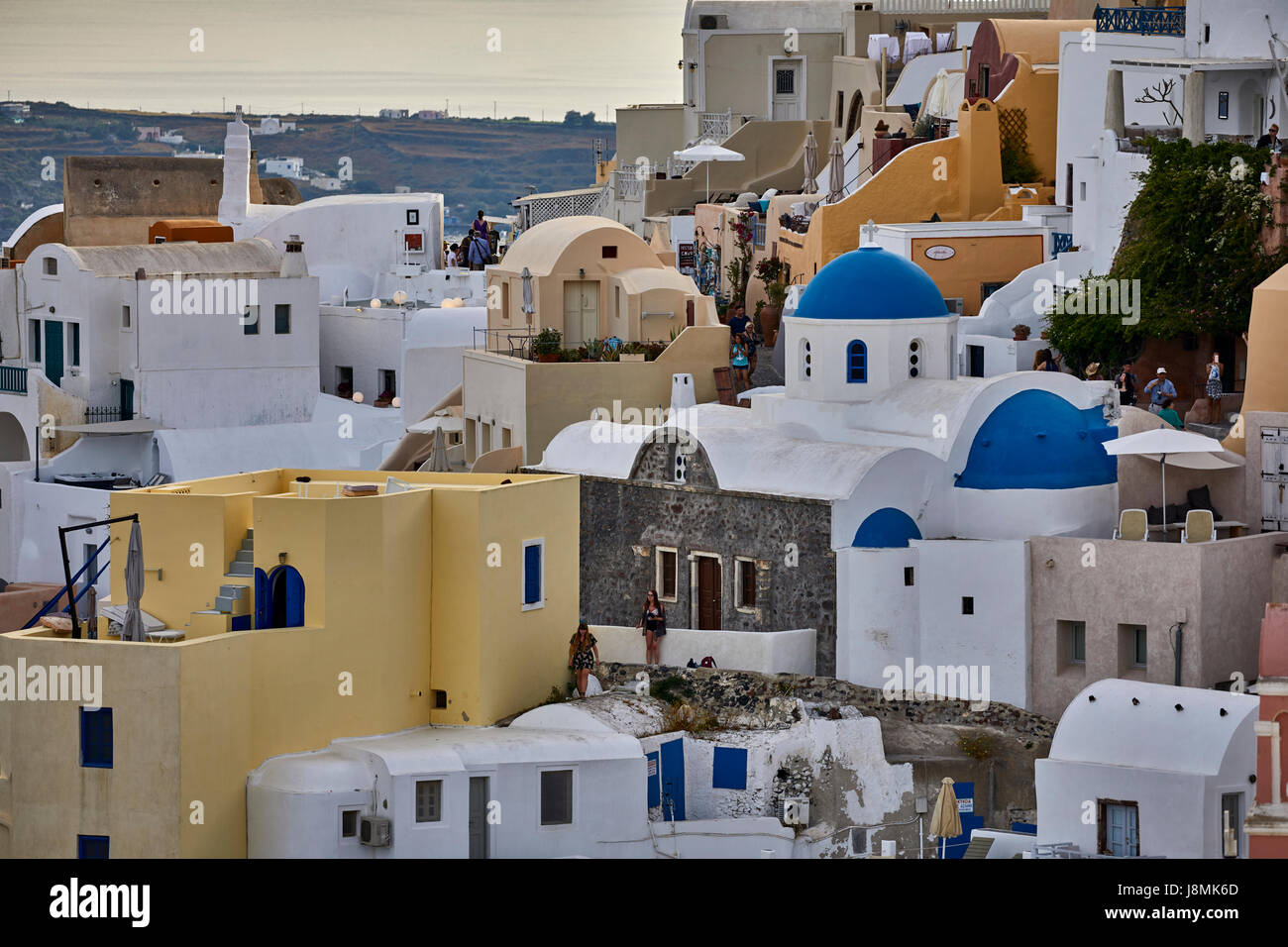 L'île volcanique de Santorin, l'une grecque des Cyclades dans la mer Égée. Zone Oia Banque D'Images