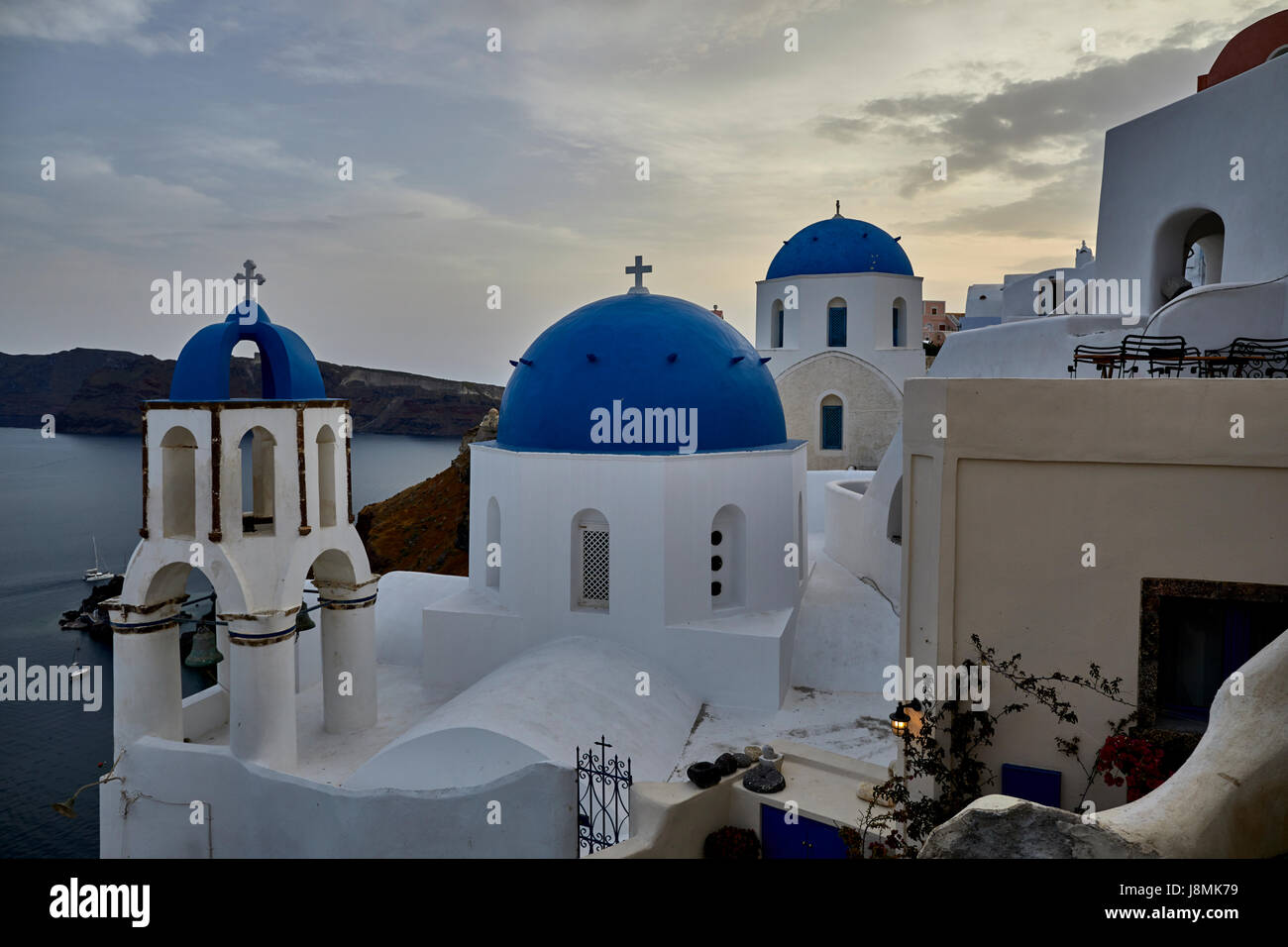L'île volcanique de Santorin, l'une grecque des Cyclades dans la mer Égée. Zone Oia Banque D'Images