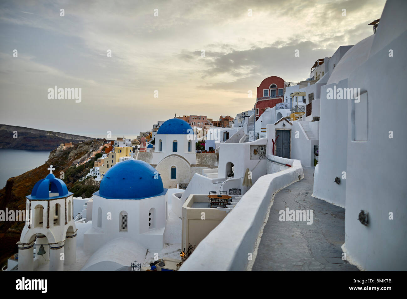 L'île volcanique de Santorin, l'une grecque des Cyclades dans la mer Égée. Zone Oia Banque D'Images