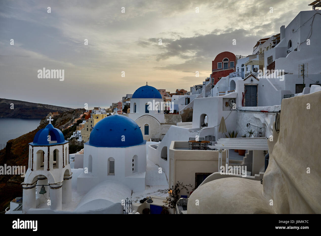 L'île volcanique de Santorin, l'une grecque des Cyclades dans la mer Égée. Zone Oia Banque D'Images