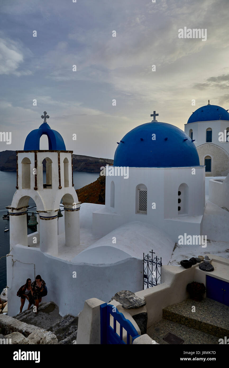 L'île volcanique de Santorin, l'une grecque des Cyclades dans la mer Égée. Zone Oia Banque D'Images
