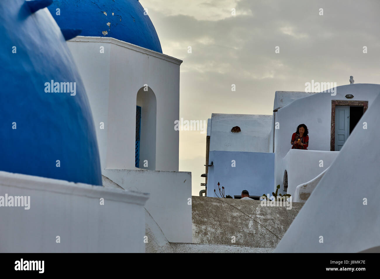L'île volcanique de Santorin, l'une grecque des Cyclades dans la mer Égée. Zone Oia Banque D'Images
